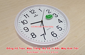 Đồng hồ Treo Tường Cao cấp KIM TRÔI EASTAR Tròn 31cm - Số Nổi 3D - Tặng Pin Maxell - BH 1 Năm