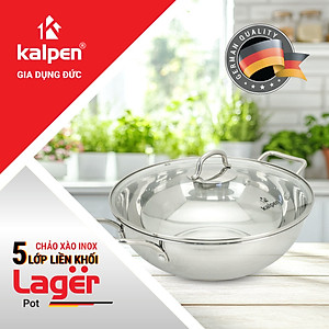 Chảo xào Inox 5 lớp đúc liền khối Kalpen Lager LX32 size 32cm, bảo hành 30 năm