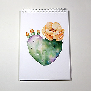 Sổ vẽ màu nước A4 giấy chuyên dụng có vân đẹp nhập từ Ý định lượng 300gsm, loang màu tốt lên màu trong tự nhiên,15 tờ/cuốn Green Art-Hàng chính hãng