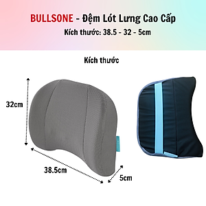 Đệm Lưng Cao Cấp Bullsone - Xám - Hàng chính hãng