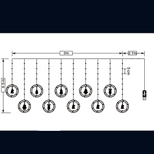 Dây LED Rèm Trang Trí Giáng Sinh 10 Chi Tiết Ngang 3m