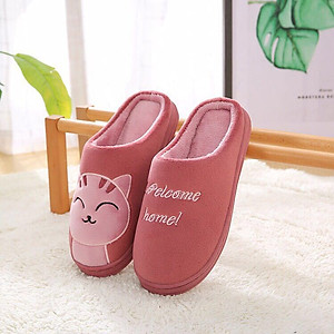 Dép Bông Đi Trong Nhà Hình Mèo Dễ Thương Cực Êm, Đế Nhựa Dẻo Được Khâu Rất Chắc Chắn. DP97