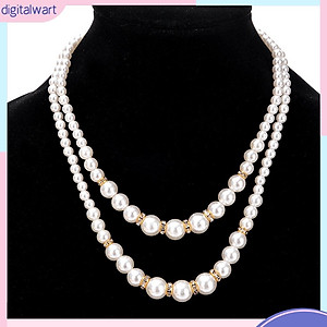 Dây chuyền hai lớp đính ngọc trai nhân tạo thời trang