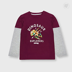 Bộ bé trai thu đông BIGFOX - MISS MEOW size đại, bộ dài tay cho bé hình in khủng long cỡ trẻ em 3-11 tuổi 11 - 37 kg