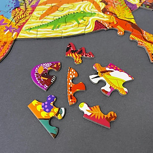 Bộ tranh xếp hình ghép hình puzzle Mideer 280 mảnh ghép 04 chủ đề - Thế giới khủng long - Vỏ sò cá heo - Voi khổng lồ và Tê giác