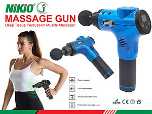 Súng (Máy) Massage Cầm Tay Nikio NK-170B - 6 Đầu Matxa, 5 Chế Độ, 6 Tốc Độ Mát Xa, Pin Sạc Không Dây 2000mAh - Hỗ Trợ Giảm Đau Nhức Và Giãn Cơ Toàn Thân, Công Nghệ Bộ Gõ Thế Hệ Mới
