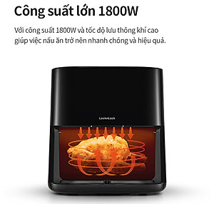 Nồi Chiên Không Dầu Locknlock Visible Air Fryer CUBE EJF996BLK (5.5 Lít) - Hàng Chính Hãng