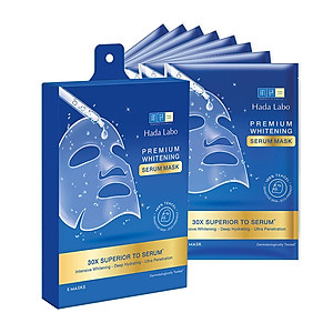 Hộp mặt nạ dưỡng trắng chuyên sâu Hada Labo Premium Whitening Serum Mask 115g (hộp 5 miếng x 23g/ miếng)