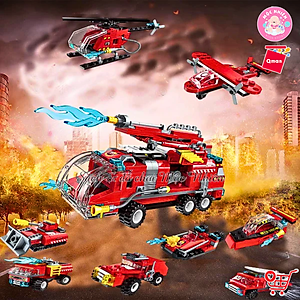 Đồ chơi lắp ráp, xếp hình Qman 1805 - Biệt đội xe cứu hỏa (313 mảnh ghép) - Dành cho bé trai từ 6 tuổi