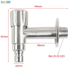 Vòi xả hồ cấp nước máy giặt inox 304 ren 21 Hobby Home Decor VIN3