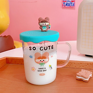 Mua Ly cốc thủy tinh nắp 3D Bé Gái So Cute - 500ml | Tiki