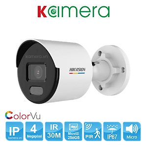 Camera IP COLORVU Lite có màu ban đêm, hỗ trợ đèn sáng 30m, tích hợp micro, 4.0MP HIKVISION DS-2CD1047G0-LUF(C) (Hàng chính hãng)