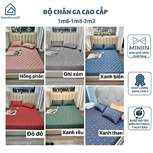 Bộ Ga Gối Phi Lụa Cap Cấp Nhập Khẩu.Ga Gối Phi Lụa Trần Bông Bo Chun Mát Lạnh 1 Ga 2 Gối 1m6 1m8 2m - Hàng Chính Hãng MINIIN