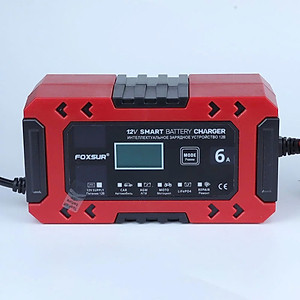 Bộ Sạc Ắc Quy FOXSUR 12V Hàng Nhật – Sạc Thông Minh 10 Giai Đoạn, Khử Sunfat, Tự Động Ngắt Cho Ắc Quy 4AH - 120AH