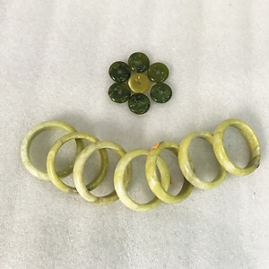 Vòng tay Đá Tự Nhiên Serpentine màu vàng bản dẹt cho người mệnh Thủy và Kim vongtaymenhthuy