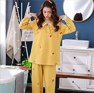 Bộ Đồ Bầu Và Sau Sinh Dài Tay Azuno AZ30 Mặc Nhà Thu Đông Chất Cotton Mềm Mại Có Thiết Kế Cho Con Bú