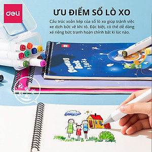 Vở Vẽ Lò Xo Học Sinh A4 30 Tờ Giấy Dày 100gsm Deli - Phù hợp Cho Bé Học Sinh Vẽ Tranh Tô Màu - 1 Quyển - 73387