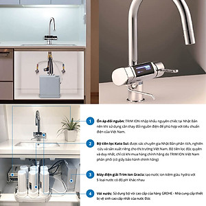 Máy Điện Giải iON Kiềm TRIM ION GRACIA - 5 tấm điện cực Titan, Tạo ra 5 loại nước ion, 800 ppb Trimion Grace - Nhập Khẩu Nhật Bản, Hàng Chính Hãng