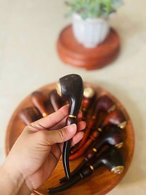 Tẩu hút thuốc gỗ trắc đỏ đen kt 4.5×17.5cm