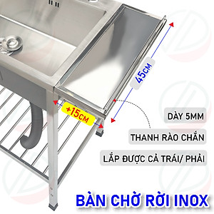 COMBO Chậu Rửa Bát Có Chân Kèm Kệ Úp Chén Đa Năng - Gồm chậu 1 hộc đơn nhiều kích thước, kệ chén 1 tầng, vòi lạnh Luxta và phụ kiện