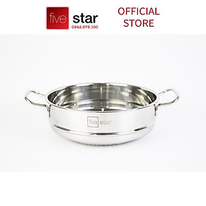 Bộ Nồi Chảo 3 Đáy Từ Inox 430 cao cấp Fivestar Standard 5 món (1 Quánh 18cm, 2 Nồi 20cm-24cm, 1 Chảo 24cm và 1 Xửng 24cm) , tặng 5 muỗng