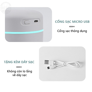 Máy Phun Sương Besti BTY01 Cao Cấp - Tạo Ẩm Không Khí Và Giữ Ẩm Da 420ml - Thiết Kế Nhỏ Gọn, Không Gây Tiếng Ồn - Máy Tạo Ẩm Không Gian Thư Giãn Tích Hợp Đèn Ngủ RGB Nhiều Màu Để Bàn Tiện Lợi, Có Chế Độ Tự Ngắt Khi Hết Nước - Hàng Chính Hãng