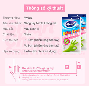 (Chọn Size) Găng tay Nitrile Không Mùi MyJae Rửa Chén, Bát, Dọn Dẹp Nhà Cửa