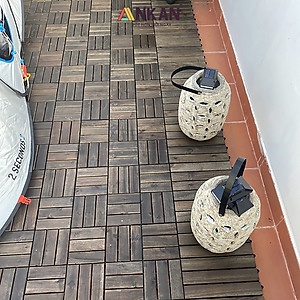 Vỉ Gỗ Lót Sàn Ban Công Thương Hiệu ANKAN Gu Màu Đen 12 Nan, Ván Lót Sàn Gỗ Tự Nhiên Dùng Để Lót Sân Vườn, Hồ Bơi, Phòng Spa, Siêu Bền, Chịu Nước Tốt, Chống Trơn Trượt, Tiêu Chuẩn Xuất Khẩu