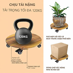 Đế Lót Để Chậu Cây Có Bánh Xe ANKAN 40cm Làm Giá Đỡ Kệ Hoa Cây Cảnh, Màu Vàng Nắng, Chịu Tải 120Kg