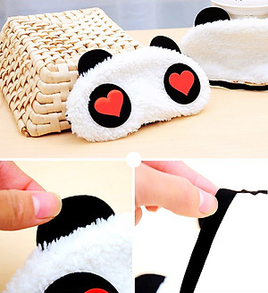 Tấm Bịt Mắt Ngủ Hình Gấu Panda Dễ Thương, Chất Liệu Bông Mềm Mại Dây Thun Co Giãn Tốt - Miếng bịt mắt ngủ cho văn phòng, du lịch