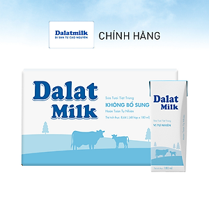 Thùng 48 hộp sữa tươi tiệt trùng Dalatmilk vị tự nhiên 180ml