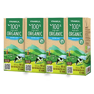 Thùng 12 Hộp Sữa Tươi Tiệt Trùng Vinamilk 100% Organic Không Đường (1lít)