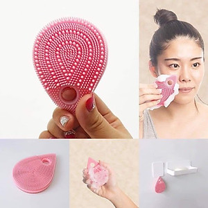 Miếng rửa mặt cao cấp bằng silicone mềm mại Towa tặng 2 zipper 10cm