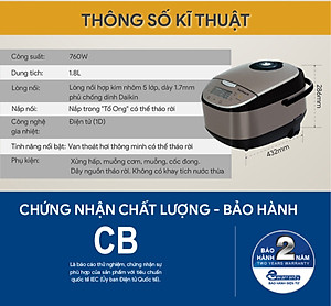 Nồi Cơm Điện Tử BlueStone RCB-5938 (1,8 Lít) - Hàng chính hãng