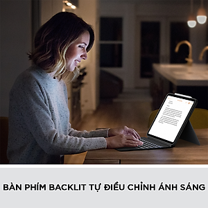 Bao da kèm bàn phím Logitech Combo Touch dành cho iPad Pro 12.9 inch (gen 5) - Bàn phím Backlit có thể tháo rời, Trackpad siêu nhạy - Hàng chính hãng