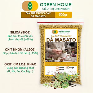 Đá Khoáng Masato GreenHome, Bao 500gr, Loại Cao Cấp, Sạch Bụi, Không Vụn, Rải Mặt, Kích Rễ, Giúp Sen Đá Lên Màu Nhanh