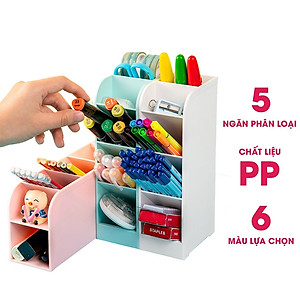 Khay cắm bút / Cốc cắm văn phòng phẩm / khay đựng mĩ phẩm dạng đứng, có 5 ô ABT98476