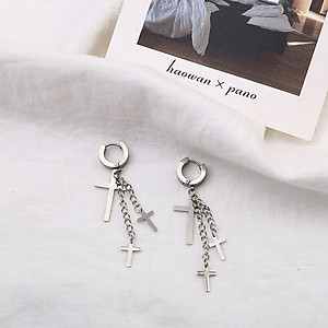 Bông tai chữ thập xích thả tua rua đẳng cấp