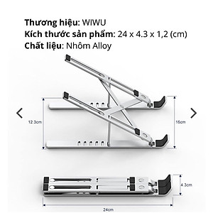 Kệ Wiwu Laptop Stand Dành Cho Laptop S400 Điều Chỉnh Độ Cao Với 10 Nấc Làm Giá Đỡ Laptop, Máy Tính Bảng, Đọc Sách - Hàng Chính Hãng 