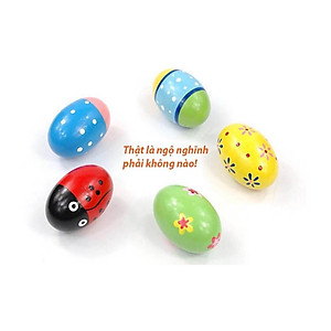 Quả Trứng Cát Đồ Chơi Xúc Sắc Lục Lạc Gỗ Nhiều Mầu Sắc Kích Thích Giác Quan, Tập Cầm Nắm Cho Bé Sơ Sinh Từ 0-3 Tuổi