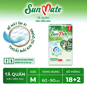 [Mẫu mới] Combo 2 Tã quần SunMate siêu mềm mại G1 mới size M-18+2 miếng
