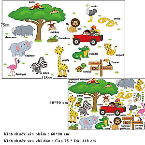 Decal dán tường từ tiếng anh về loài vật cho bé ZOOYOO SK9084-kiddecals