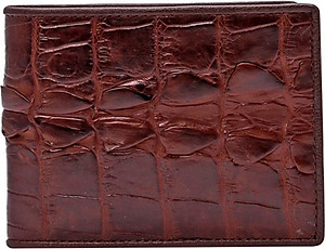 Ví Nam Da Cá Sấu Gai Đuôi Huy Hoàng HT2208 (12.5 x 10 cm) - Nâu Đỏ