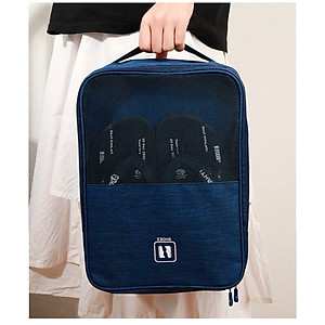 Túi Đựng Giày Dép Du Lịch 3 Ngăn Chất Liệu Chống Thấm Nước, Túi Để Giày Thể Thao Đa Năng Có Móc Gài Tay Kéo Vali Tiện Lợi - Hàng chính hãng