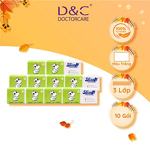 10 Bịch Giấy ăn Slisoft Trắng 3 lớp x 100 tờ đa năng,khăn giấy rút không chất tẩy trắng an toàn cho cả gia đình