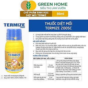 Thuốc Diệt Mối Tận Gốc Greenhome Termize 200SC, Chai 50ml, Sinh Học Thế Hệ Mới, An Toàn, Không Mùi, Diệt Cả Đàn