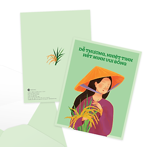 Thiệp mừng phụ nữ 8/3, 20/10, SDstationery Dễ Thương Nhiệt Tình, cô gái Nam bộ, chữ nhật 14 x 10,8 cm