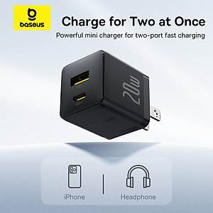 Củ Sạc Nhanh Baseus Palm 20W 2 Cổng C+U PD QC3.0 Dùng Cho iPhone Samsung Pixel Nhỏ Gọn Tiện Lợi - Hàng Chính Hãng