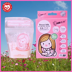 Hộp 30 túi trữ sữa Sunmum mini 100ml Thái Lan (có tem niêm phong) tặng 2 zipper 15x20cm