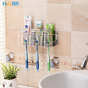 Kệ để bàn chải kem đánh răng 3 ngăn dán tường Hobby home decor CD4